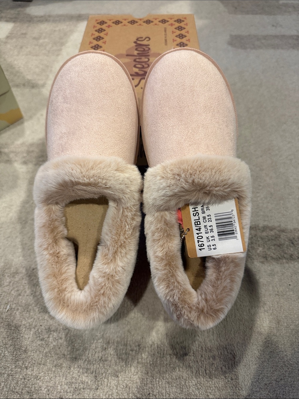 Skechers Women's Slip-On Plush Faux-Fur Slippers - Blush